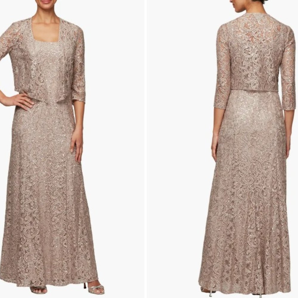 Alex Evenings Women's Two-Piece Set with Long Dress and Jacket, Plus Size 24